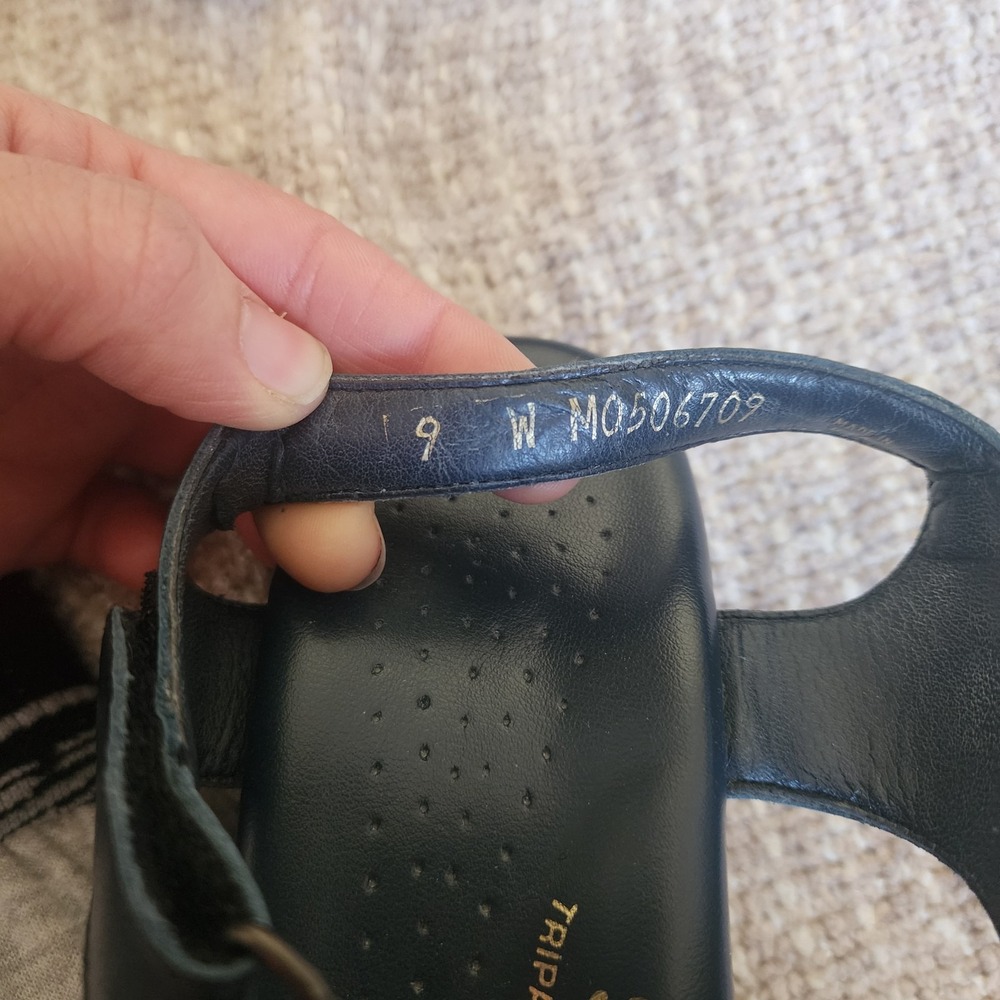SAS Tripad Comfort Women's Slingback Sandals Black Leather Size 9W Flat Heel - Picture 4 of 8